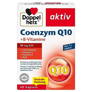 Doppelherz Coenzym Q10 + B-Vitamine - mit Zink, Vitamin B6, B12 und C als Beitrag zur normalen Funktion des Immunsystems - 60 Kapseln