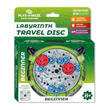Play-a-Maze 3115277 Kugellabyrinth Puzzle Spiel, Travel Disc Beginner, 3D-Geduldspiel mit Zahnrädern für Anfänger, Reisespiel für Erwaschene und Kinder ab 8 Jahren