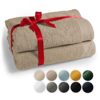 Blumtal Premium 2-TLG. Saunatuch Set 80x200cm - Saunahandtuch Oeko-TEX Zertifiziert, 100% Baumwolle, Frottier XXL- Saunatücher, Extra Weich und Saugstark, Taupe