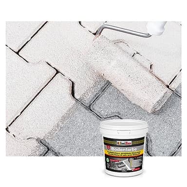 Isolbau Bodenfarbe - 1.5 kg - Boden- und Betonfarbe für Keller, Garage, Werkstatt - Wasserfeste Bodenbeschichtung für innen & außen - Weiss (RAL)