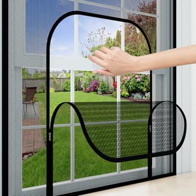 fowong Upgrades Fliegengitter Fenster mit 10x Reißfestigkeit Katzengitter, 120x140cm, Extra stark Katzensicher Robuste Fliegennetz Ersatz für Dachfenster Balkontür Wohnwagen,5 Jahren Garantie, Schwarz