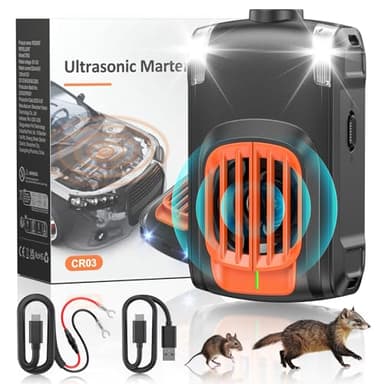 SOKTNEU Marderschreck Auto, Ultraschall Mausabwehr, 12V Auto-Batterie Wiederaufladbare Marderabwehr, Mäuseabschreckung mit Zwei Arten des Aufladens, Langfristiger Marderschutz im Motorraum