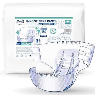 Sofex Air Inkontinenz Windeln für Erwachsene, Größe M/L, 15 Stück, Saugfähige Windelhosen, Unisex Windel, zum Kleben, latexfrei