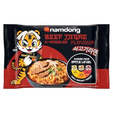 Namdong K-Noodles Beef Jjigae Flavour Instant Nudeln auf koreanische Art mit extra Chili-Gewürzmischung 120 g