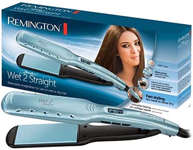 Remington Glätteisen breit Wet2Straight(für Nass-und Trockenanwendung-zum Trocknen & Glätten der Haare, Hitzeaktivierten Anti-Frizz-Mikrowirkstoffe), LCD-Display, 140-230°C, Haarglätter S7350, Türkis