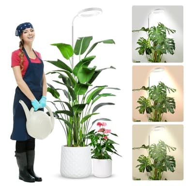 wolezek Pflanzenlampe LED Vollspektrum, 80 LEDs 6500K Grow Light, 160cm Großes Grow Lampe, 3 Farben Pflanzenlicht mit 360° Schwanenhals, 6/12/16H Timer, 5 Helligkeit, Höhenverstellbar, Weiß