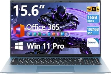 SGIN 15.6 Inch Laptop, 16GB RAM 1TB SSD Celeron N5100 Quad-Core (Up to 2.9GHz), 1920 * 1080 IPS FHD 7000mAh Battery, WiFi 6 BT5.2, Full-Function Type-C