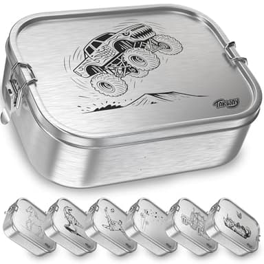 TAKWAY Edelstahl Brotdose mit Fächern – Auslaufsichere Lunchbox für Kinder & Erwachsene, Bento Box mit flexibler Unterteilung, für Kindergarten, Schule & unterwegs