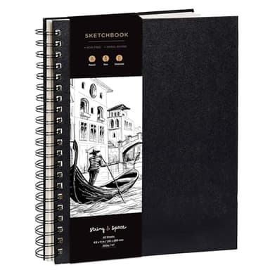 Skizzenbuch für Künstler, gebunden, DIN A5 – sehr festes Papier, 200 g/m² – spiralgebundenes Skizzenbuch für Kinder und Profis für Zeichnungen – 14.5 cm x 21.5 cm, 40 Bögen / 80 Seiten