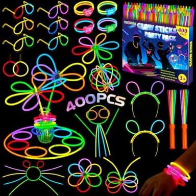 400 Stück Knicklichter Party Set,180 leuchtstäbe mit 220 Verbinder, Neon Leuchtarmbänder Brille Leuchtspielzeug Knicklichter Kinder für Festival Hochzeiten Weihnacht Party Silvester Geburtstags
