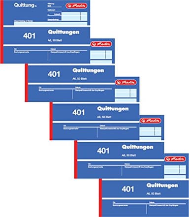 Herlitz 886606 Quittungsblock A6 50 Blatt, 10 Stück, 5x A6 quer