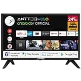 Antteq G24-AH3CF1D Smart TV 24 Zoll(61 cm) mit 12 Volt KFZ-Adapter Google TV,HD,Triple Tuner,DAZN,WiFi,Bluetooth-Sprachfernbedienung,230V/12V,2024