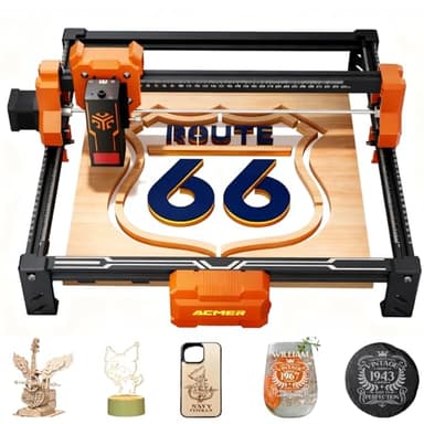 ACMER S2 12W Laser Cutter, 72W Leistung Laser Graviermaschine, Gravieren und Schneiden von Holzplatten mit nur einem Klick für Geldverdienen kleine Unternehmen, Heimwerkerarbeiten, 300 * 300mm