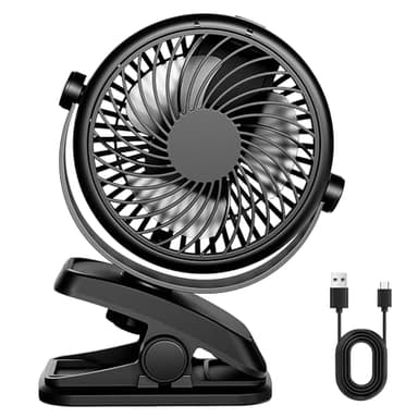 Telgoner Mini USB Ventilator, Tragbarer Ventilator Leiser Ventilator mit wiederaufladbarem Akku, 3 Geschwindigkeiten, 360 Drehgeschwindigkeiten für Schlafzimmer, Büro, Kinderwagen, Camping