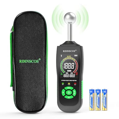 RDINSCOS Feuchtigkeitsmessgerät – Wandfeuchtigkeitsmesser und Holzfeuchtemessgerät, Zerstörungsfreie Messung, Baufeuchtemessgerät für Holz, Wand, Decke, Boden, Wohnmobil