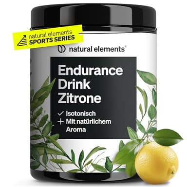 natural elements Endurance Drink Zitrone – 600g Isotonisches Getränkepulver – mit 45% Maltodextrin, 30% Dextrose, Elektrolyten und Kohlenhydraten – vegan, optimal bioverfügbar, laborgeprüfte Qualität