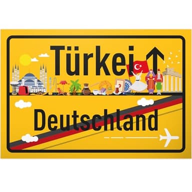 DankeDir! Türkei Deutschland Ortsschild - Kunststoff Schild 30 x 20 cm - Geschenk Idee Gutschein Reise Urlaub Reisegutschein Männer & Frauen Geldgeschenk Abschiedskarte Geschenkidee Deko Karte