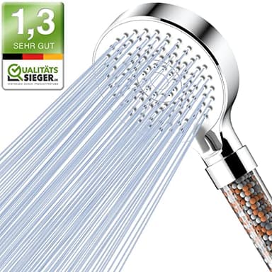 Magichome Duschkopf mit Filter, Hochdruck Handbrause 5 Strahlarten, Duschkopf Wassersparend mit 3-Lagen-Filtration Mineralsteinen, Druckerhöhende Duschbrause für Hartes Wasser,Rest-Chlor, Weiß