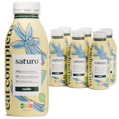 Saturo Trinkmahlzeit Vanilla | Astronautennahrung | 36 g Protein, zuckerfrei, 400 kcal | Trinknahrung Mit Wertvollen Nährstoffen | 6 x 400 ml