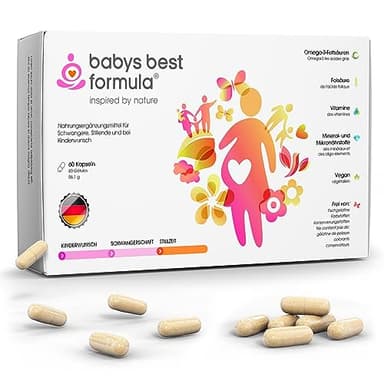 Babys Best | Kinderwunsch Vitamine | Schwangerschaft Vitamine | Stillzeit | Folsäure 600 mcg | veganes Omega 3 | rein pflanzlich | nur 1 Kapsel pro Tag | Made in Germany