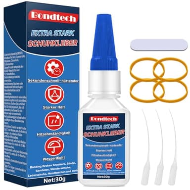Schuhkleber Extra Stark Wasserfest 30 g, Schuhsohlenkleber mit Anti-Austrocknungs-Spitze, Kleber für Schuhe & Sportschuhe, Stiefel, Sandalen, Stiefel, Leder, Ceramic, Handtasche, Wasserdicht