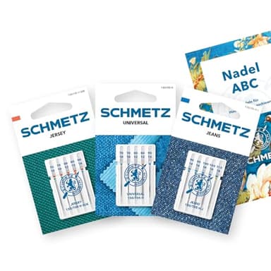 SCHMETZ | 15 Nähmaschinennadeln | Starter Set | Universal/Jersey/Jeans | Sortierungen | Inklusive 1 Nadel ABC