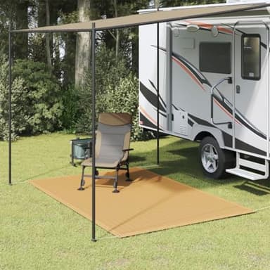 Myheimly Zeltteppich Wetterbeständig Vorzeltteppich Zeltboden Campingteppich Vorzeltboden Vorzelt Camping Boden Outdoor Teppich Sandfarbe 250x200 cm HDPE