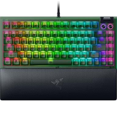 Razer BlackWidow V4 75% Phantom Green Edition - Hot-swap-fähige mechanische Gaming-Tastatur (Orange Tactile Switches, Medienrolle mit 2 dedizierten Medientasten) US Layout | Phantom Green
