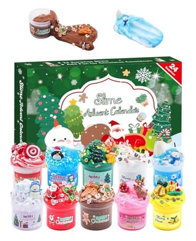 ALONK Schleim Adventskalender 2025, 24 Tage Weihnachts Countdown, Fluffy & Butter Schleim DIY Kit mit Zubehör