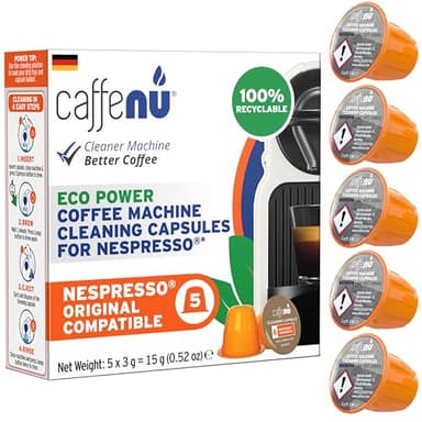 Caffenu Nespresso Original kompatible Reinigungskapseln | Entfernt alte Kaffeeöle | Für besseren Kaffeegeschmack | 5 Stück