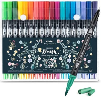 Ohuhu Filzstifte, 36 Dual Brush Pen Set Pinselstifte Aquarell Stifte Doppelspitze Filzstifte für Erwachsene für Kalligraphie Zeichnung Manga Malbuch Handlettering, Maui-Serie,