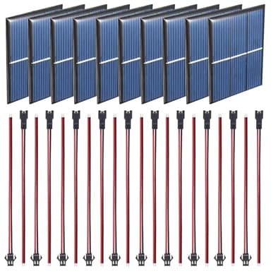 GTIWUNG 10 Stück 60X80mm Mini Monokristalline Solarzellen Solarsystem Kit,Solarmodule,Micro Solar Panels Mini Tragbare Solarzellen+10 Paar JST SM2.0 Steckverbinder mit Kabeldraht