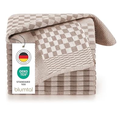 Blumtal Geschirrtücher Baumwolle 50x70 cm im 5er Set - Oeko-TEX zertifizierte Küchentücher - extrem saugstarke Geschirrhandtücher - Küchenhandtücher waschbar 95 °C - Geschirrtuch Braun