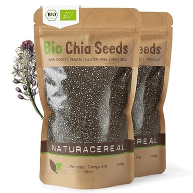 Chia Samen Bio 2 kg Vorratspack – Naturacereal® Bio Chiasamen – Vegan & glutenfrei – Reich an Ballaststoffen, Omega-3 & pflanzlichem Protein – Superfood für Müsli, Smoothies, Pudding & Backen
