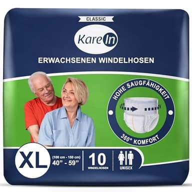 Inkontinenz Pants für Erwachsene - 10 x Saugfähige Windelhosen für Männer und Damen - Diskreter Auslaufschutz und Elastischen Bündchen - Gr. XL (100-150 cm)