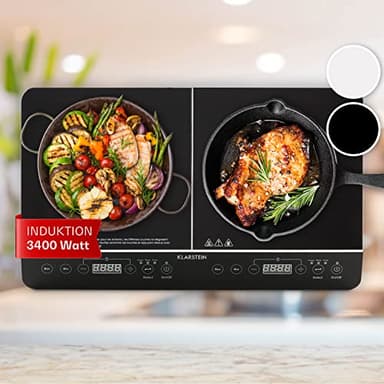 Klarstein VariCook Slim Doppel-Induktionskochfeld 3500W, 240°C, 10 einstellbare Leistungsstufen, Glasoberfläche, Timer, Touch-Steuerung über Oberfläche, Schwarz