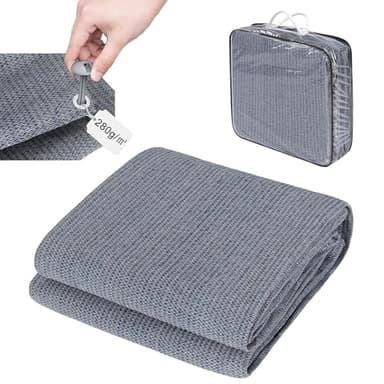 Laneetal Vorzeltteppich 200x200cm, Campingteppich Outdoor mit Heringe Campingmatte, Zeltunterlage,Outdoor Teppich für Wohnmobil, Zeltteppich mit ösen Tragetasche aus HDPE 280 g/㎡, Zeltböden,Blau-Grau