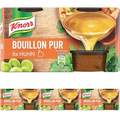 Knorr Bouillon Pur Huhn leckere Hühnerbouillon mit vollem Geschmack 6x 28 g (Packung mit 4)