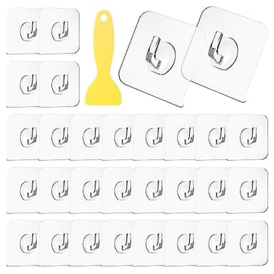 Vaktop Magischer Haken, 30 Stück Transparente Haken, Klebehaken Transparent, Selbstklebende Klebehaken mit Schaber - für Küche, Bad, Toilette Türwand (5kg Max)
