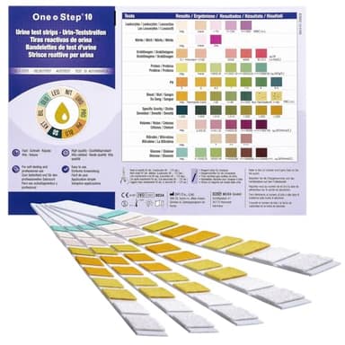 30 Stück One+Step Urin Teststreifen für 10 Parameter I Mit Farbkarte für genaues hygienisches Ablesen I Keton, Glukose, Bilirubin, spez. Dichte, Blut, pH, Protein, Urobilinogen, Nitrit, Leukozyten