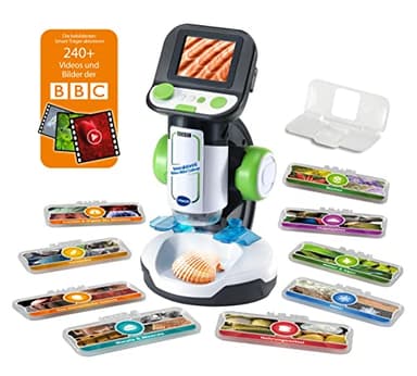 VTech Interaktives Video-Mikroskop – Bildschirm, smarte Objektträger, Audio-Fakten, Bild- und Videomaterial und Fotofunktion – Eigene Proben untersuchen und speichern – Für Kinder ab 7 Jahren