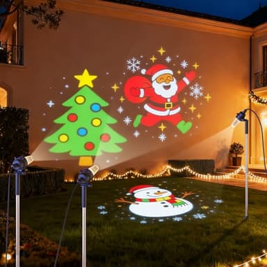 Ciskotu Projektor Weihnachten Aussen,Schneemann,Weihnachtsmann,Weihnachtsbaum Projektor,Wasserdicht Weihnachtsbeleuchtung außen für Garten Fenster Wand Hof Party Weihnachtsdeko