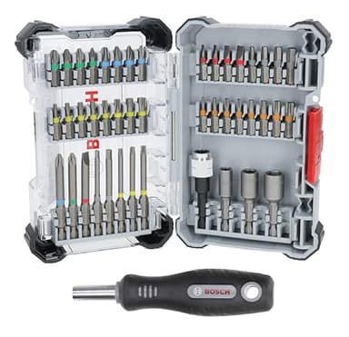 Bosch 45x Extra Hard Schrauberbit-Set, 44+1‑tlg. (168 x 110,5 mm, Professional Zubehör Schraubendreher, Bohrschrauber)