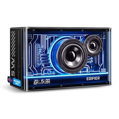 Edifier QD35 kompaktes Bluetooth-Lautsprechersystem mit RGB-Lichteffekten, Bluetooth V5.3 und Zwei ultraschnellen Ladeanschlüssen. Hi-Res Audio Zertifiziert., schwarz