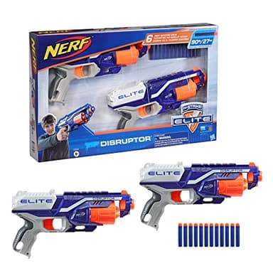 Nerf Elite Disruptor 2er-Pack – 2 Disruptor Blaster, 12 Nerf Elite Darts – 6-Dart Rotationstrommel, Schnellfeuer