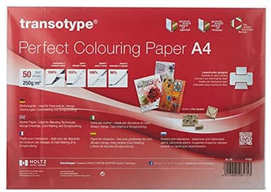 transotype Perfect Colouring Paper, Markerpapier DIN A4, 250 g/qm, 50 Blatt, für Farbverläufe, Manga-Zeichnungen, Card-Making und Scrapbooking, geeignet für Laserdrucker