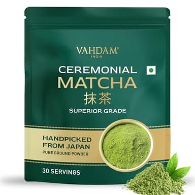 VAHDAM Ceremonial Matcha – Authentisches Matcha-Teepulver aus Japan | Ultra-fein & Samtig | Ohne Bitterkeit, Frisches Aroma | 30g
