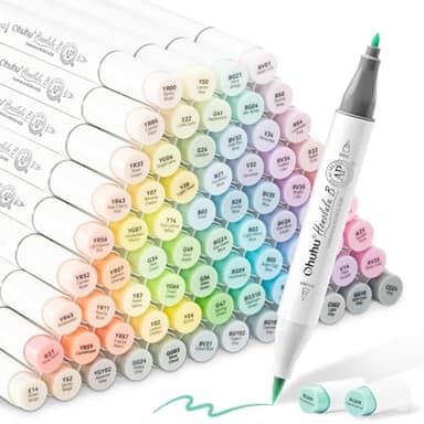 Ohuhu Alkohol Marker Pastellfarben: Honolulu Doppelspitziges Künstlermarker-Set Alkoholbasis für Illustrationen & Ausmalen – Pinsel & Feinspitze – Nachfüllbar
