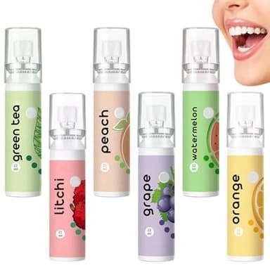 6 Stück Mundspray mit Fruchtgeschmack, Mundspray Gegen Mundgeruch,Tragbar erfrischendes Mundspray,Reduzieren Sie Mundtrockenheit und Halten Sie Den Atem Frisch (22ml)