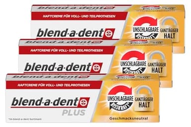 3 x 40g blend-a-dent PLUS Premium Haftcreme - Geschmacksneutral - Duokraft